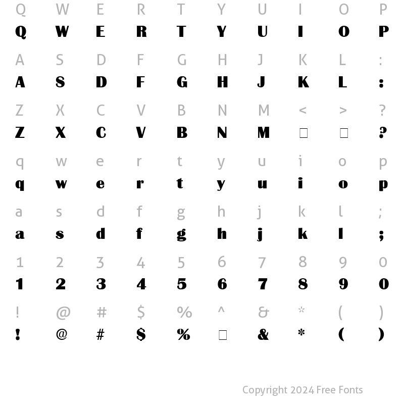 Character Map of Burin Display SSi Regular