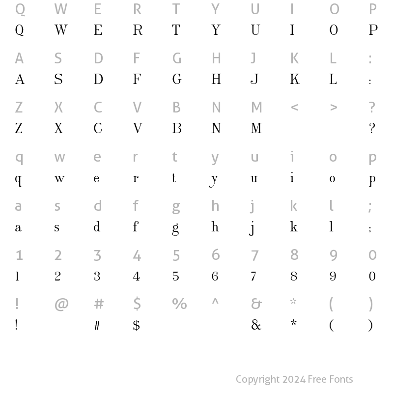 Character Map of Burin Roman AT Regular