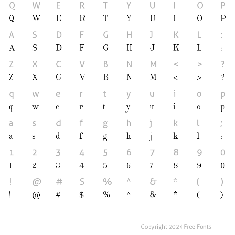 Character Map of Burin Roman Std Regular