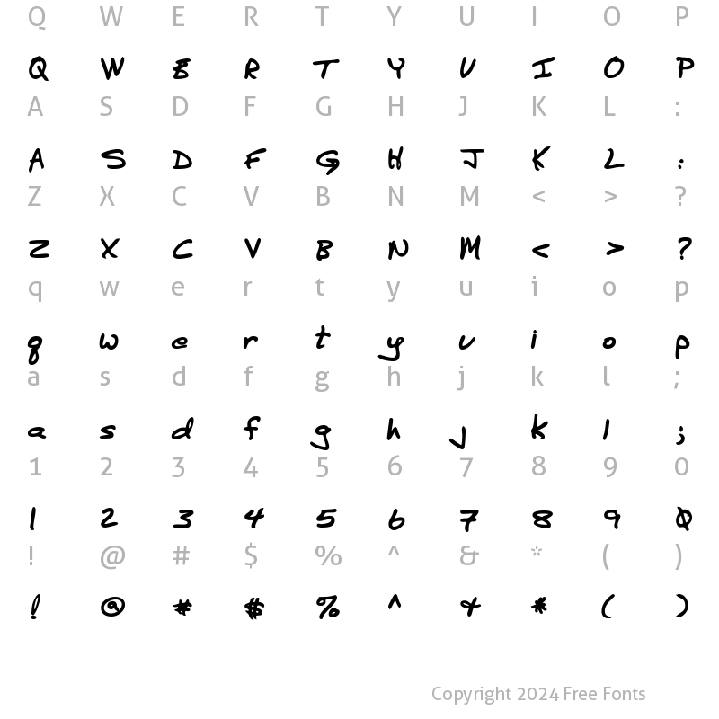 Character Map of BurkesHand Bold