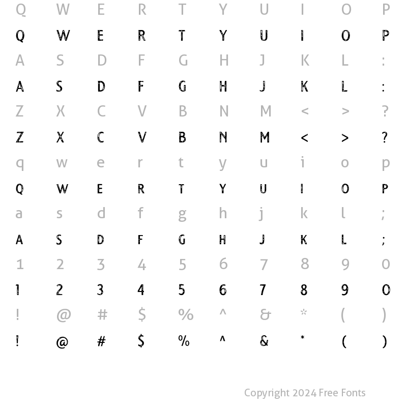 Character Map of Burnest RoughLight