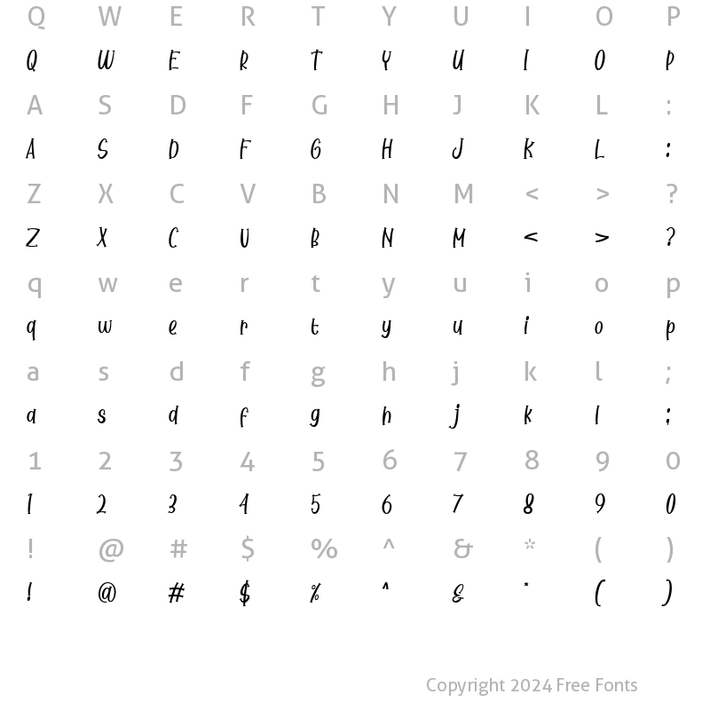 Character Map of Burney Regular