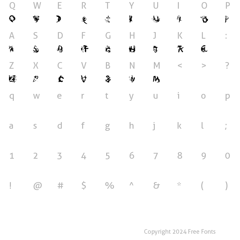 Character Map of Burnfont Regular