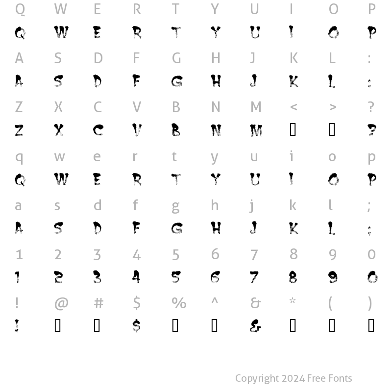 Character Map of Burnt MF Regular