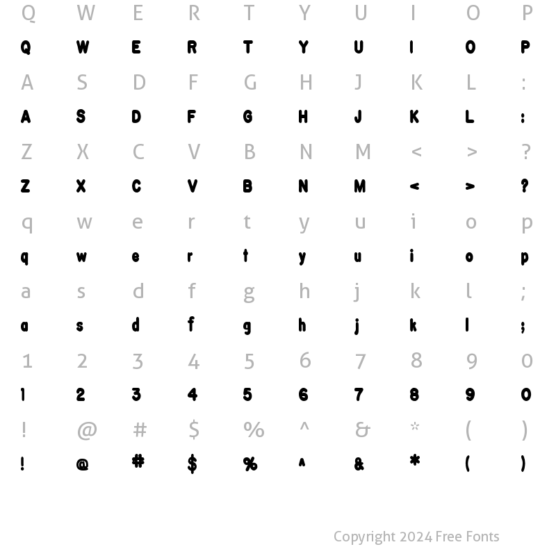 Character Map of Burnt Toast Plain