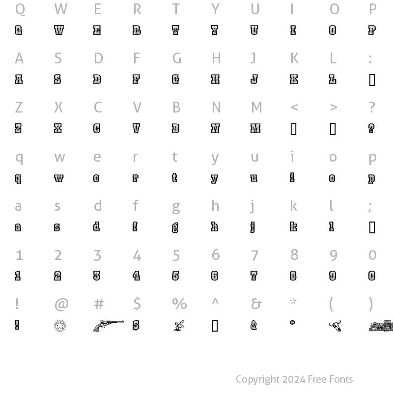 Character Map of BurrisGhostTown Regular