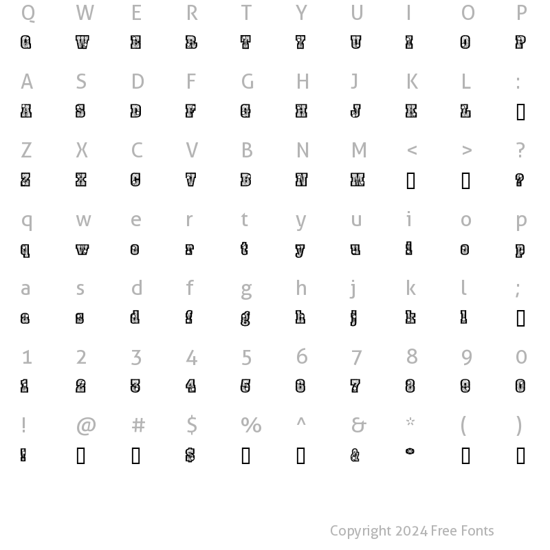 Character Map of BurrisShootOut Regular