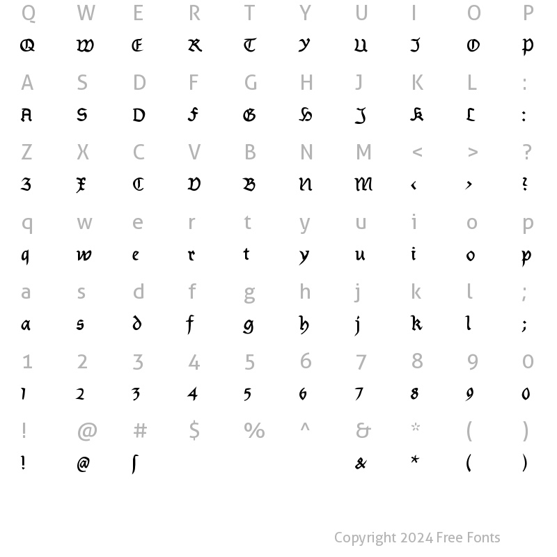 Character Map of Burtinomatic-DemiBold Regular