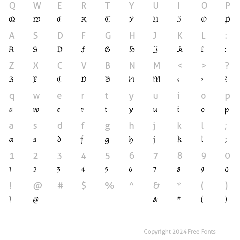 Character Map of Burtinomatic Regular