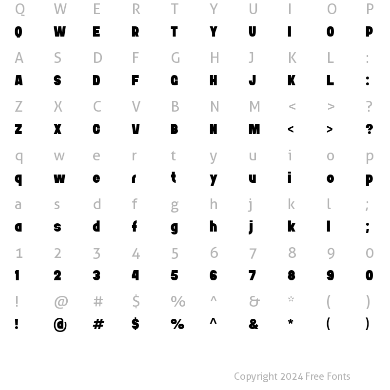 Character Map of Bushman Sans Regular