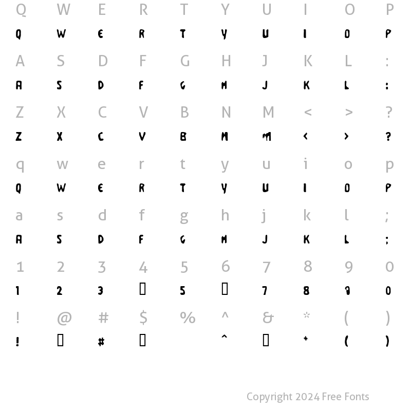 Character Map of Business Suit Regular