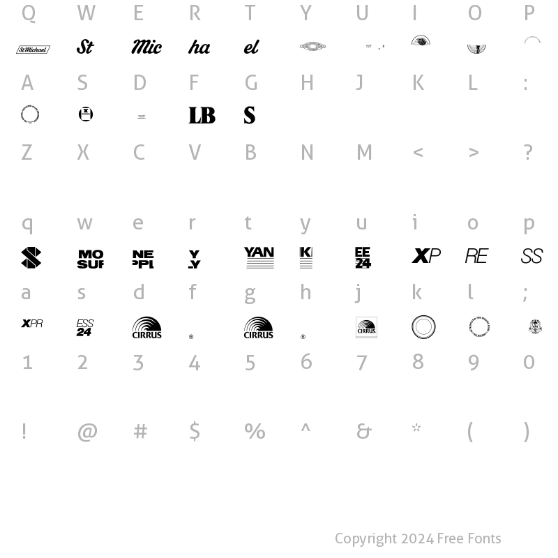 Character Map of BusinessServices P03 Regular