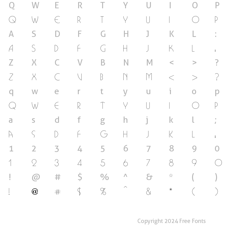 Character Map of Busorama Light Regular