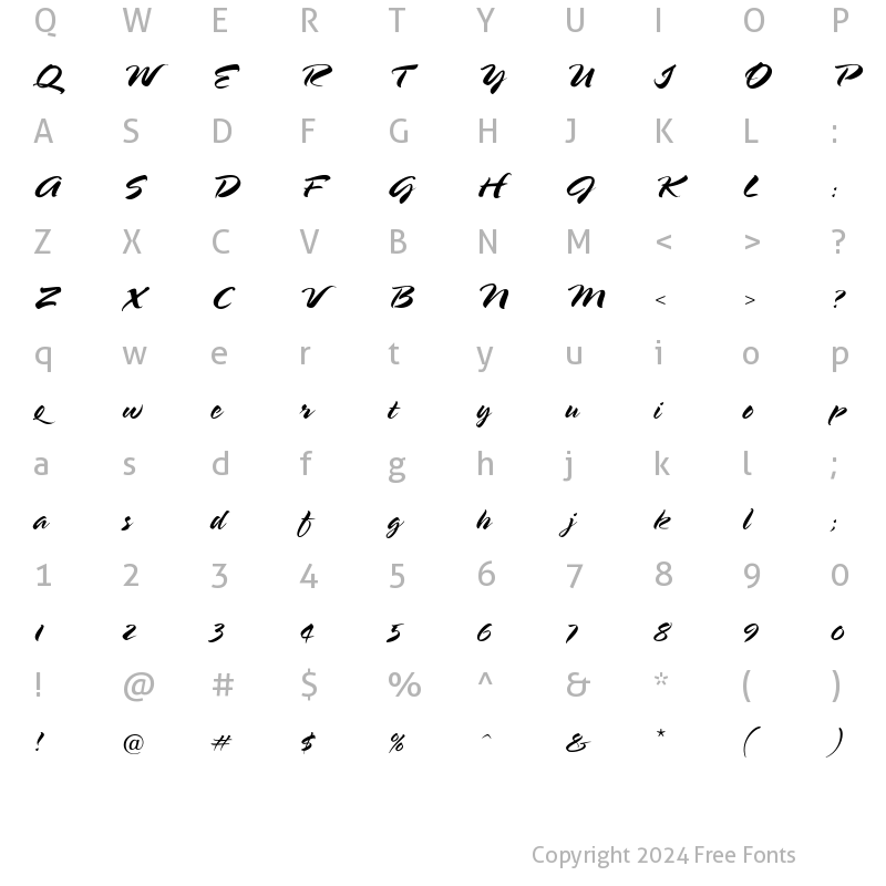 Character Map of Bustamalaka Regular