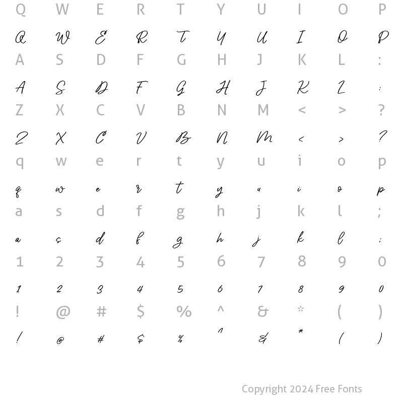 Character Map of Bustanty Regular