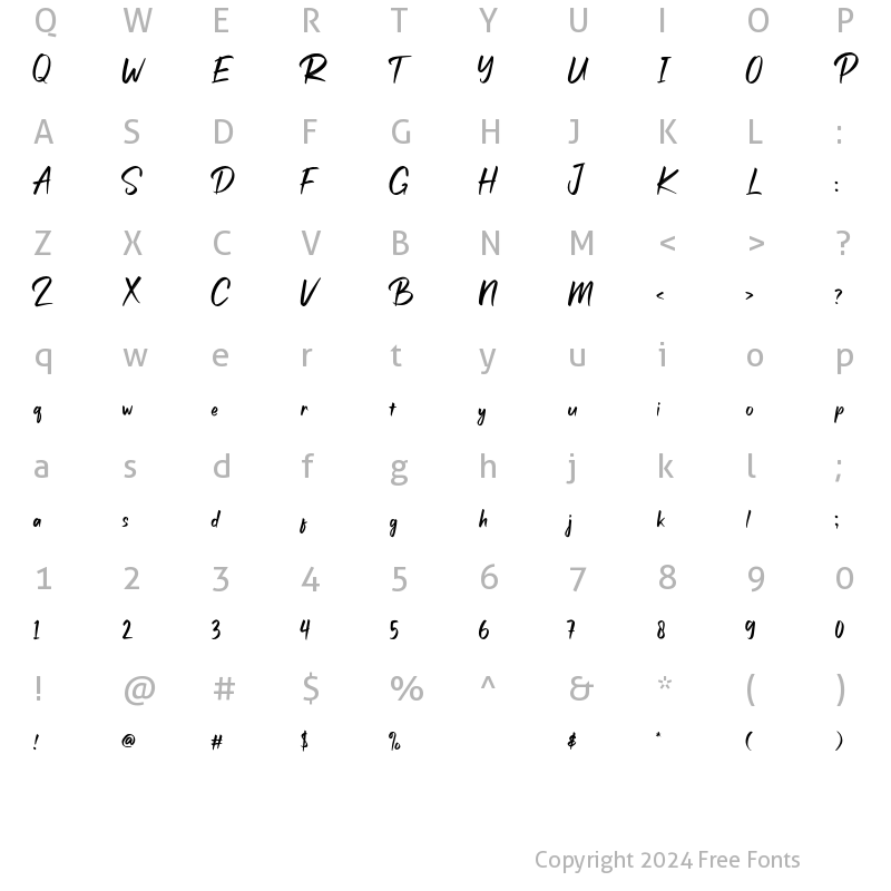 Character Map of Busten Italic