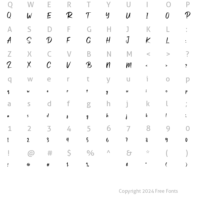 Character Map of Busten Regular