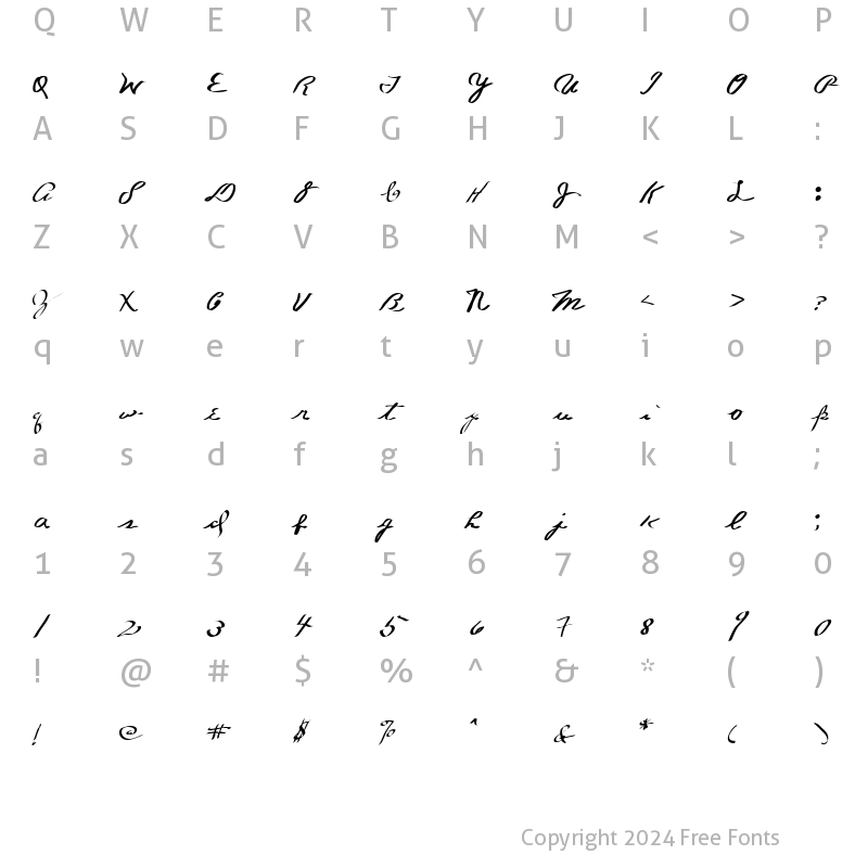 Character Map of Butch Cassidy Regular