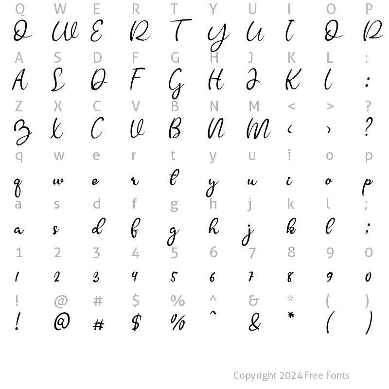 Character Map of Butnerfly Regular