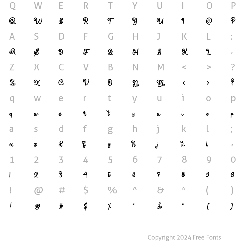 Character Map of Butter Fly Regular