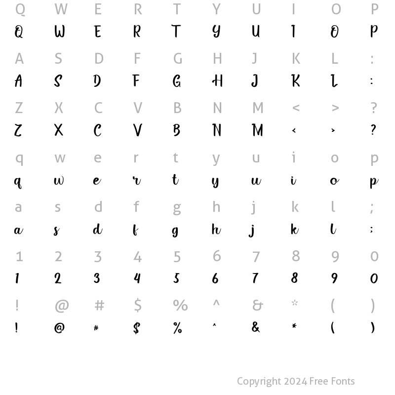 Character Map of Butter Heart Regular