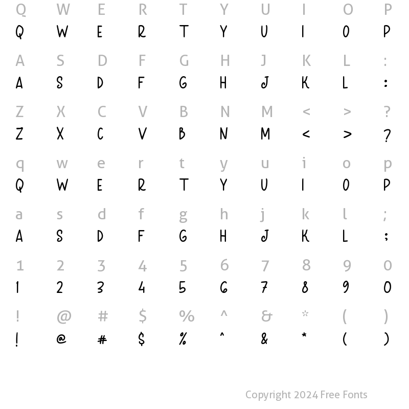 Character Map of Butter Sugar Sans Regular