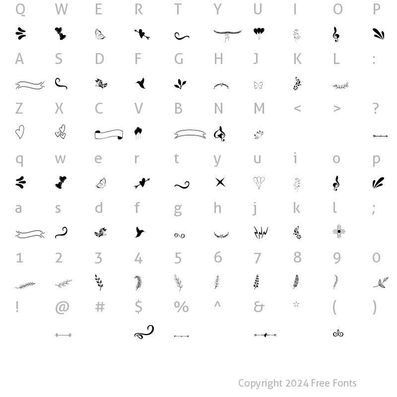 Character Map of Butter Sweetish Extras Regular