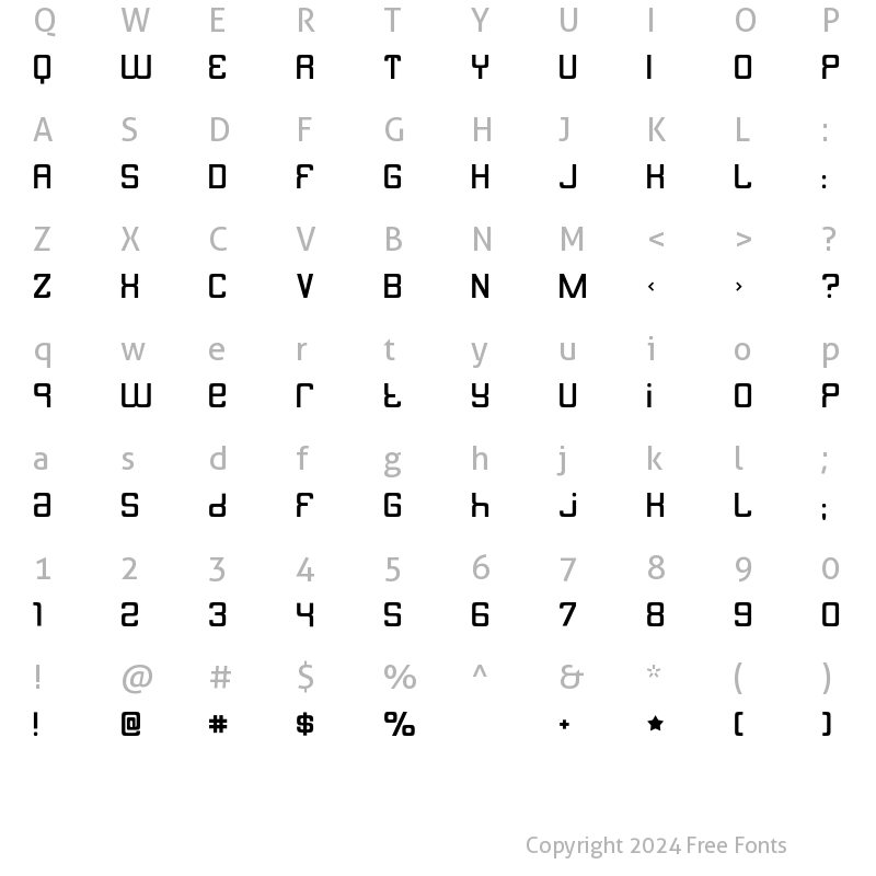 Character Map of Butterbelly Regular