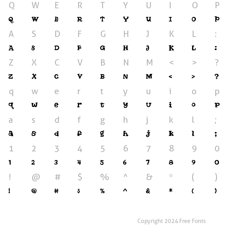 Character Map of ButterFinger Serif