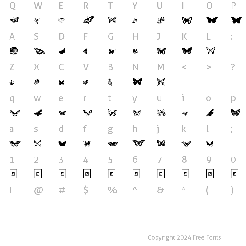 Character Map of Butterflies by Darrian Ultra-expanded