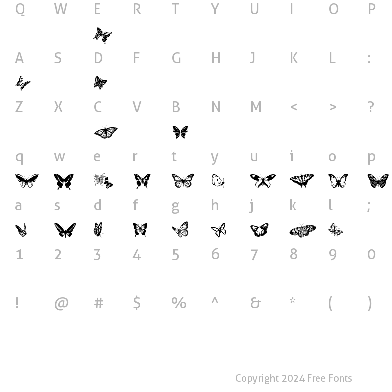 Character Map of Butterflies Regular