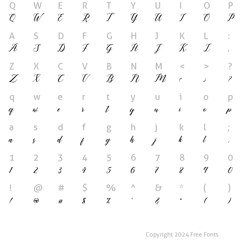 Character Map of Butterflies Script Regular