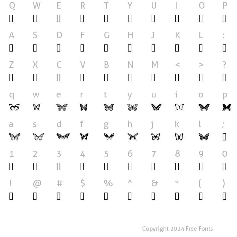 Character Map of butterflips Regular