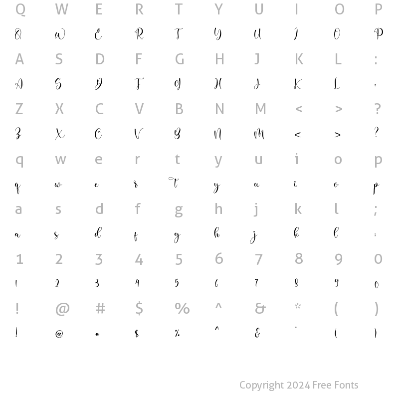 Character Map of Butterfly Garden Regular