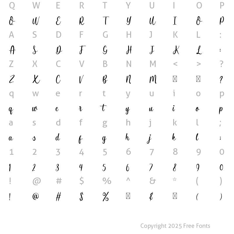 Character Map of Butterfly Winter Regular