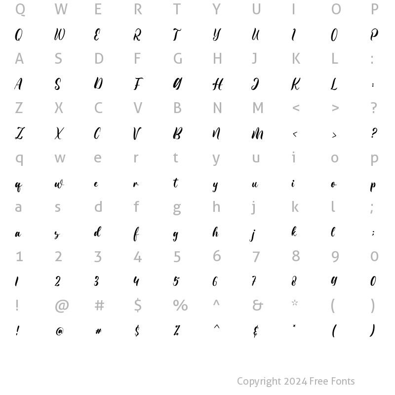 Character Map of Butterie Regular