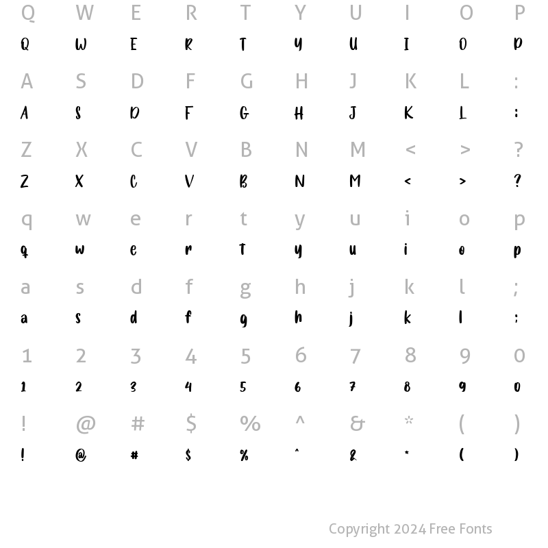 Character Map of Butterjam Regular