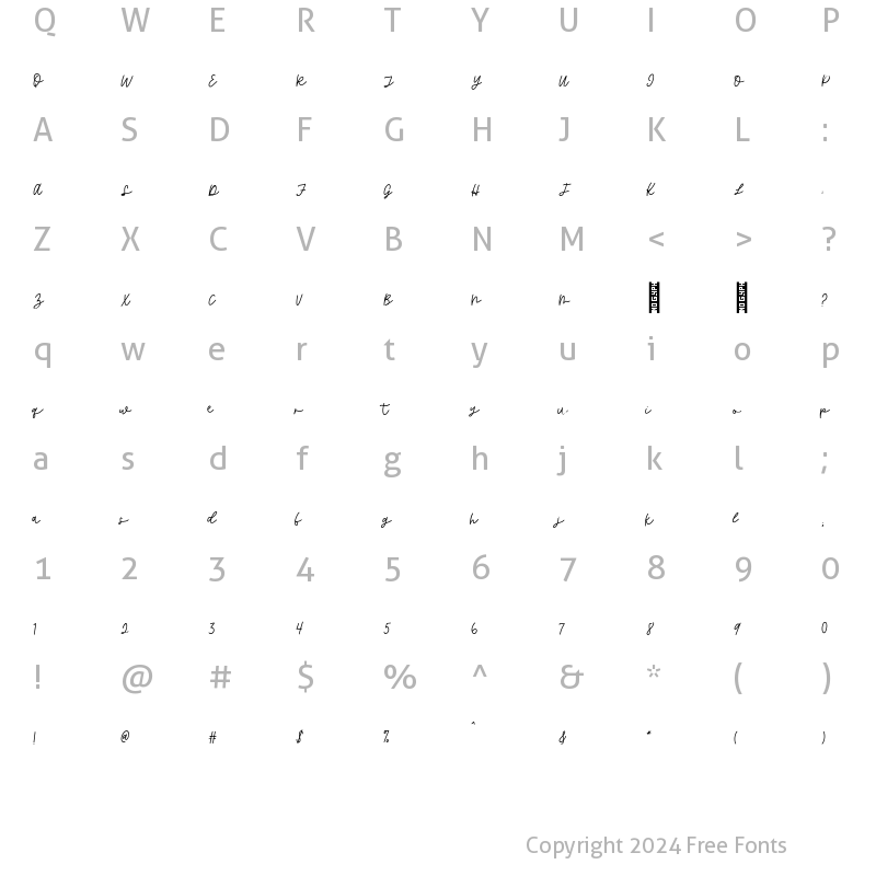 Character Map of Butternut Regular