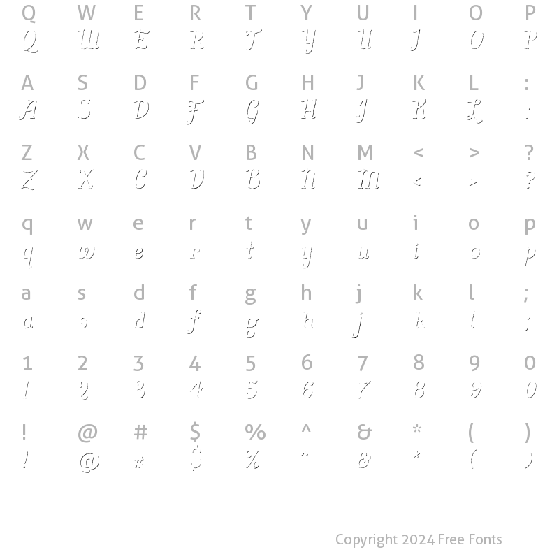 Character Map of Butternut Rough Drop Shadow