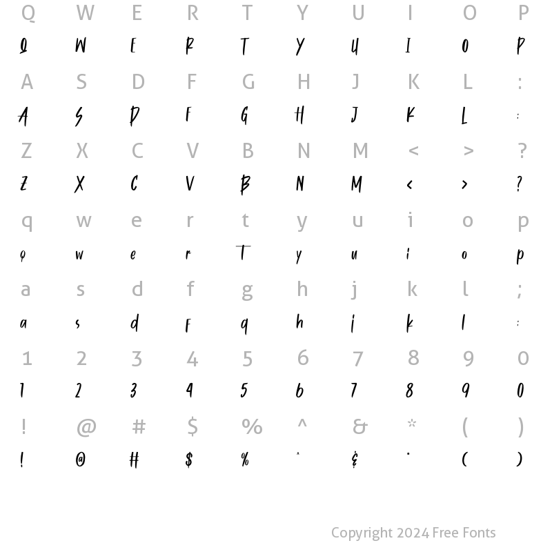 Character Map of Butters Mine Regular