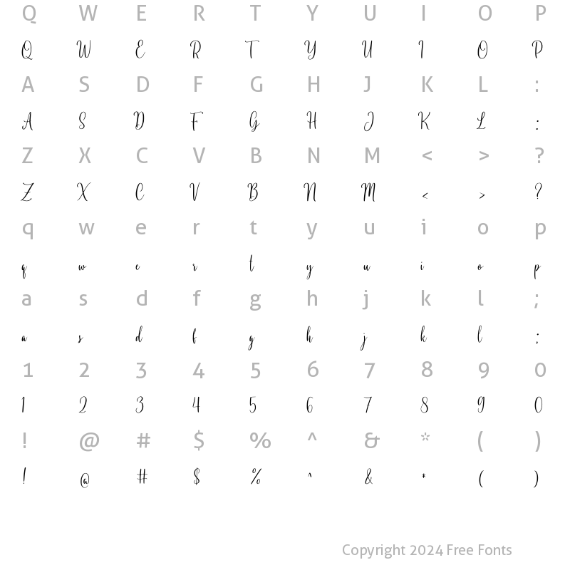 Character Map of Butterscotch Regular