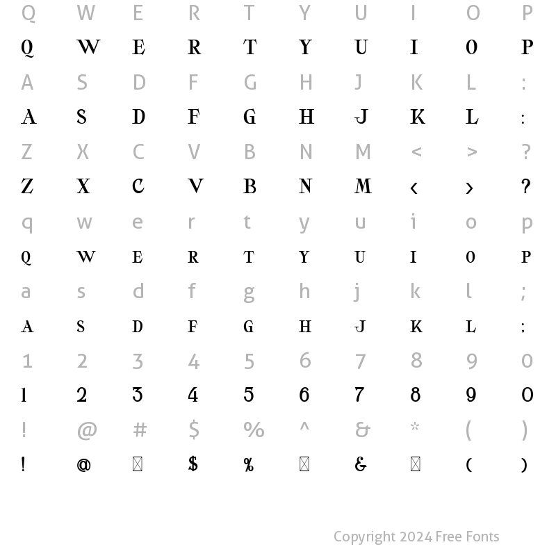 Character Map of Butterworth Regular