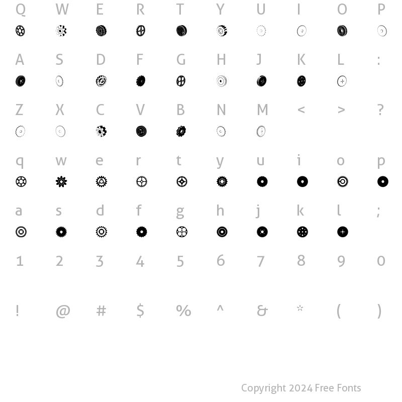 Character Map of Buzzcog Regular