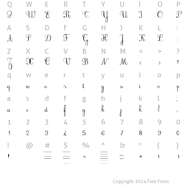 Character Map of BV_Rondes Italic