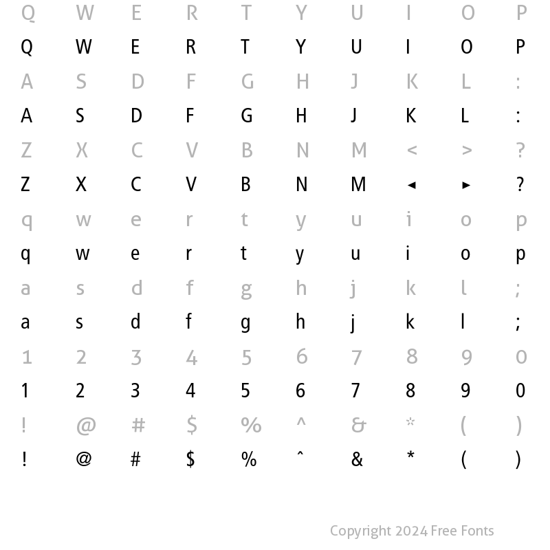 Character Map of BVGNormal Regular