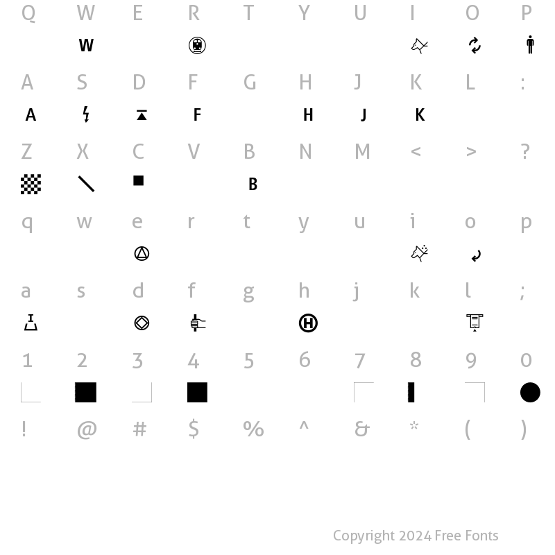 Character Map of BVGPictZwo Regular