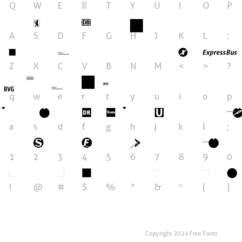 Character Map of BVGProdukt Regular