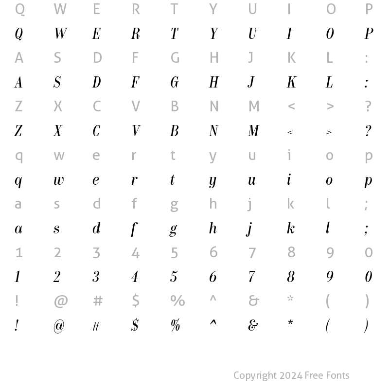 Character Map of Bw Pose No 3 Medium Italic