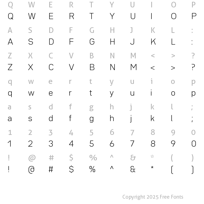 Character Map of Bw Seido Round Light