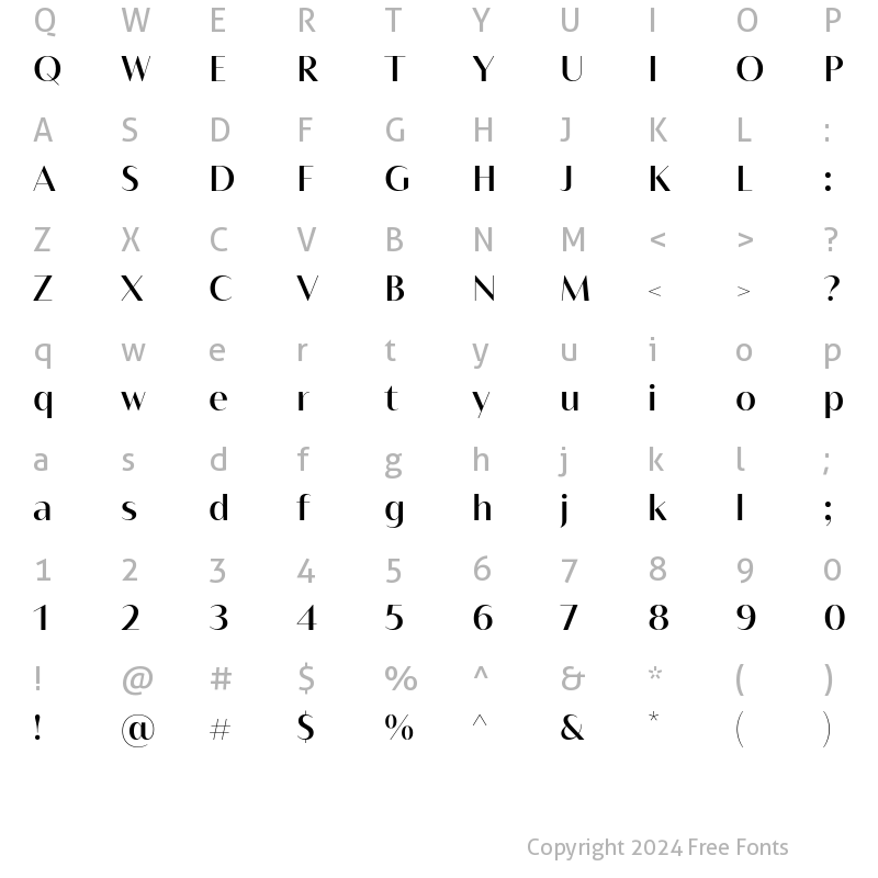 Character Map of Bw Vivant Medium